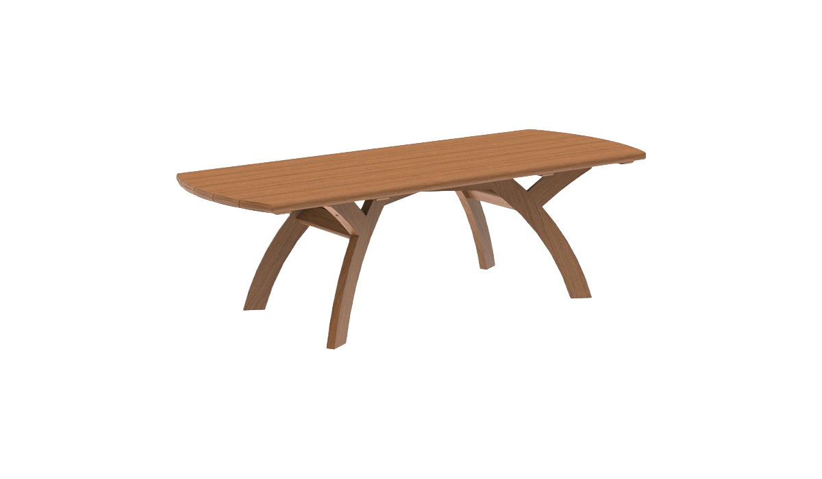 Wooden dining table on a white background