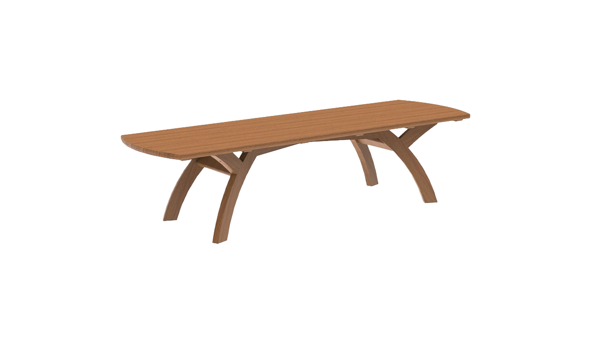 Wooden dining table on a white background