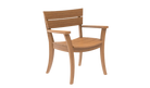 Wooden chair with armrests on a white background