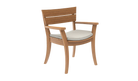 Wooden chair with a white cushion on a white background