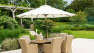 Round Eucalyptus Wood Parasol 2.7m with granite base Ecru showroom