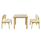 Rectangular pine outdoor table with two matching bench seats with backs 