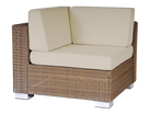 San Marino dark brown wicker corner sofa module with deep cream cushions