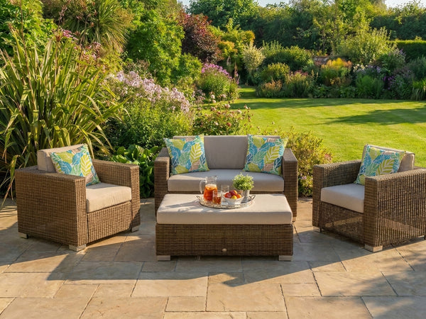 San Marino Luxury Rattan Lounge Set with Ottoman | Luxury weave